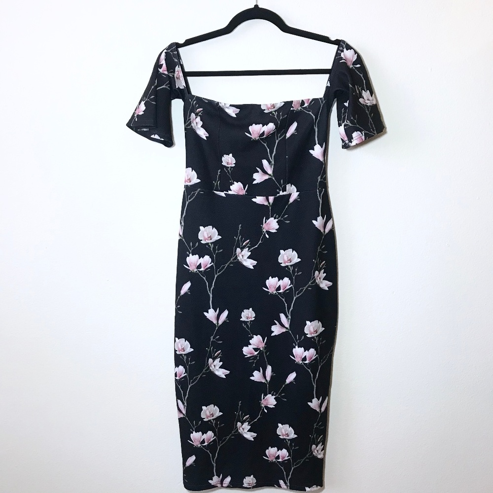 ASOS Black Floral Midi Dress